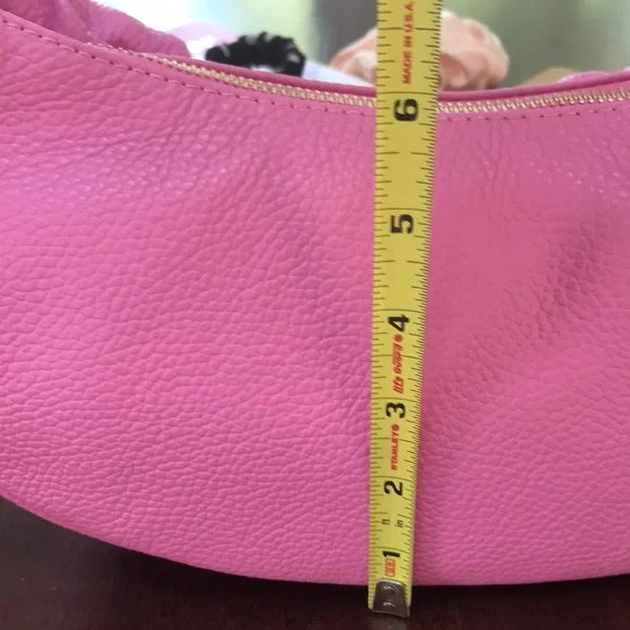 Ultra Pink Italian Leather Crescent / Sling Shoulder Bag - Picture 7 of 12